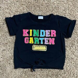 Kids Black T-Shirt with Colorful 'Kindergarten' Print